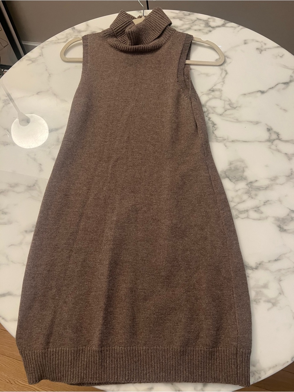 Commense Brown Sleeveless Turtleneck Midi Dress
